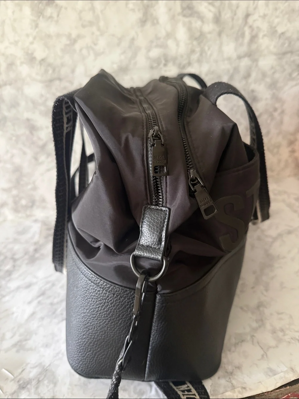 Steve Madden Black and White Duffel Bag